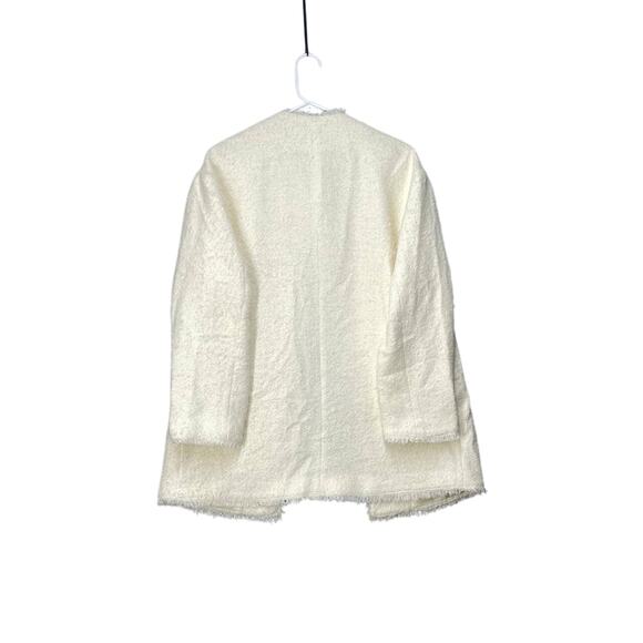 MANGO Pocket Tweed Jacket Sz L Ivory NWT - Picture 2 of 16